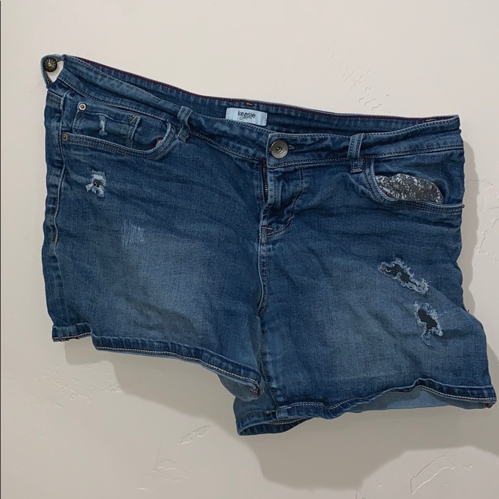 Distressed jean shorts